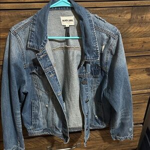 Black Label Women's Medium Blue Distressed Denim Jacket
